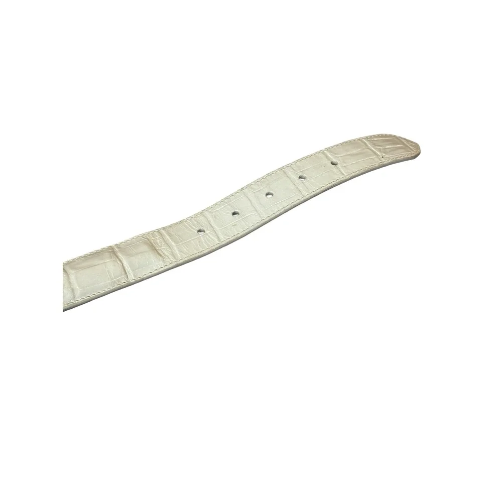 Brighton White‎ Croc Embossed Leather Link Belt Silver Ornate Buckle Size 34